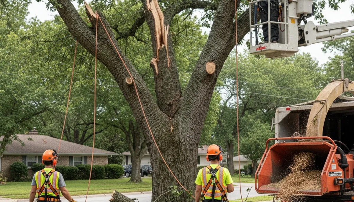 Emergency tree service crew removing storm-damaged fallen trees in Clearwater, FL