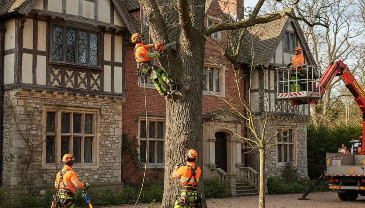 Tree service crew in Clearwater, FL performing professional tree removal for a local property